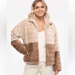 Blu Pepper L Faux Fur Poly brown Coat Jacket Nordstrom